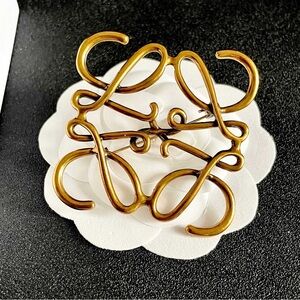 LOEWE Anagram Gold Tone Brooch - Iconic Logo Pin